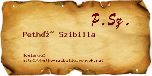 Pethő Szibilla névjegykártya